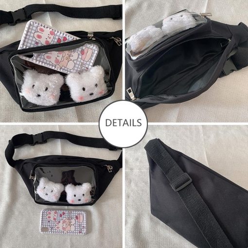 Kawaii Ita Bag Crossbody Chest Bag Women Transparent Purse Display Anime Pins Dolls Black Pink Itabag 5 - ITA BACKPACK