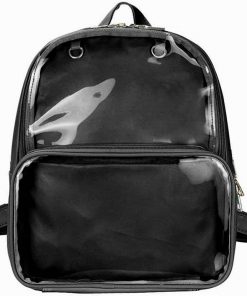 Double Window Candy PU Leather Backpack IB0112 Black Official ITA BAG Merch